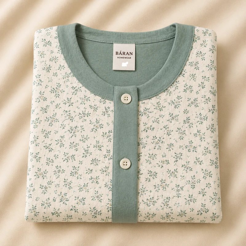 Pijama damă cu  imprimeu floral și nasturi -confort zilnic Marimea XL